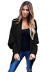 Sexy Black Ribbed Cuffs Dolman Sleeved Cardigan