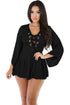 Sexy Black Rope Bell Sleeve Romper