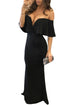 Sexy Black Ruffle Off Shoulder Maxi Party Dress