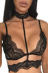 Sexy Black Seductive Strappy Choker Lace Bra Lingerie