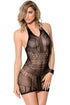 Sexy Black Sexy Fishnet Halter Chemise