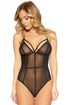 Sexy Black Strappy Caged Triangular Bodysuit