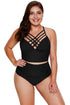 Sexy Black Strappy Neck Detail High Waist Swimsuit