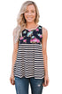 Sexy Black Stripes and Floral Womens Tank