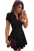 Sexy Black Sweet Scallop Pleated Skater Dress