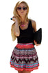 Sexy Black Tank Top Tribal Print Skirt Flared Dress