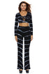 Sexy Black Tie Dye Print Sexy Two Piece Pant Set