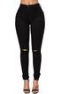 Sexy Black Trendy Slit Knee Denim Pants