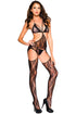 Sexy Black Triangle Cups Lace Bodystocking