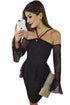Sexy Black Tulle Peplum Dress with Oversleeves