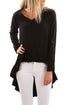 Sexy Black V Neck Longer Frilled Hemline Back Top