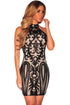 Sexy Black Vintage Sequins Print Club Dress