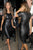 Sexy Black Vinyl Bodycon Midi Dress
