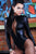 Sexy Black Wet Look Long Sleeve Bodysuit