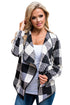 Sexy Black White Plaid Open Front Jacket