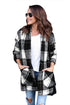 Sexy Black White Plaid Pocket Style Coat