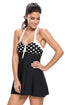 Sexy Black White Polka Dot One-piece Swimdress