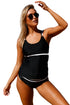Sexy Black White Straps Tankini and High Waist Swimsuit