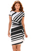 Sexy Black White Stripe Knot Sheath Dress