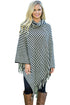 Sexy Black White Stripes Cowl Neck Poncho Sweater