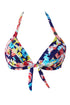 Sexy Blooming Navy Retro Tie Front Plus Bikini Top