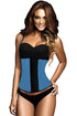 Sexy Blue 4 Steel Bones Latex Under Bust Corset