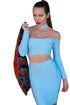 Sexy Blue Choker Cut out Off Shoulder Long Sleeves Bandage Dress