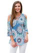 Sexy Blue Cold Shoulder Criss Cross Floral Blouse