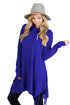 Sexy Blue Cowl Neck Fringe Tunic