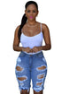 Sexy Blue Denim Destroyed Bermuda Shorts