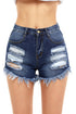Sexy Blue Denim Frayed Destroyed Shorts
