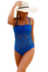 Sexy Blue Grommet Lace Crochet 2pcs Tankini Swimsuit