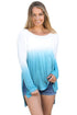 Sexy Blue Ombre Split Side Long Sleeve Top