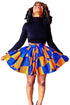 Sexy Blue Print Skater African Style Mini Skirt