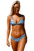 Sexy Blue Summer Printed Strappy Back Bikini Swimsuit