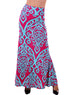 Sexy Blue Tendril Printed Rosy Maxi Skirt