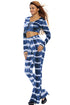 Sexy Blue Tie Dye Print Sexy Two Piece Pant Set
