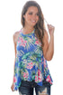 Sexy Blue Tropical Print Flowy Tank Top