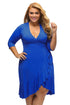 Sexy Blue Whimsy Wrap Flounce Plus Size Dress