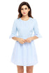 Sexy Blue White Stripe Flounce Sleeve Seersucker Dress