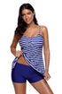 Sexy Blue White Striped Tankini and Short Set