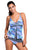 Sexy Bluish Print Tankini Skort Bottom Swimsuit