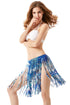 Sexy Bluish Printed Tassel Beach Skirt