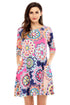Sexy Bohemian Sunflower Print Rosy Navy Dress