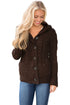 Sexy Brown Long Sleeve Button-up Hooded Cardigans