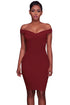 Sexy Burgandy Off The Shoulder Mini Dress