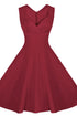 Sexy Burgandy Sweetheart Neck Retro Collared Skater Dress