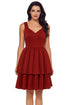 Sexy Burgundy A-Line Tiered Short Prom Dress