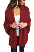 Sexy Burgundy Chunky Knit Open Front Dolman Cardigan