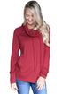Sexy Burgundy Drawstring Cowl Neck Sweatshirt